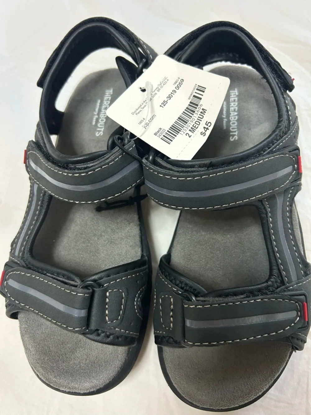 Thereabouts Kids' Black Sport Sandals - Adjustable Comfort Straps